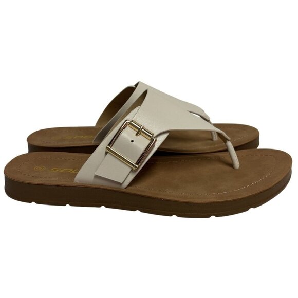 SODA / Suri-S / Leather / Slide / Sandals / With Buckle Detail & Comfort / Bone - Picture 1 of 9